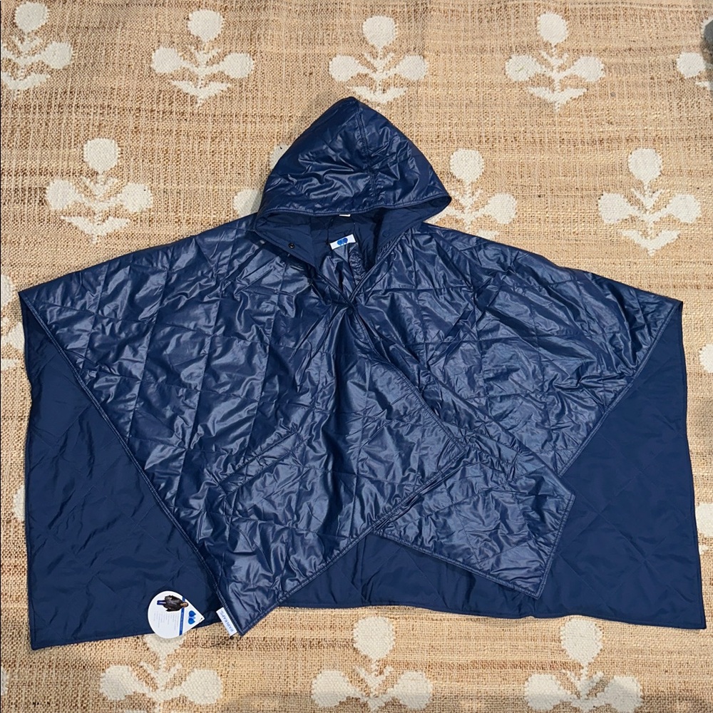 RAINRAPS Navy Quilted PufferRap Rain Jacket Packable Reversible Travel Coat - Picture 4 of 6
